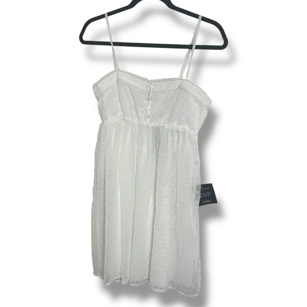 NWT Lulus White Swiss Dot Mini Babydoll Dress - Size Small